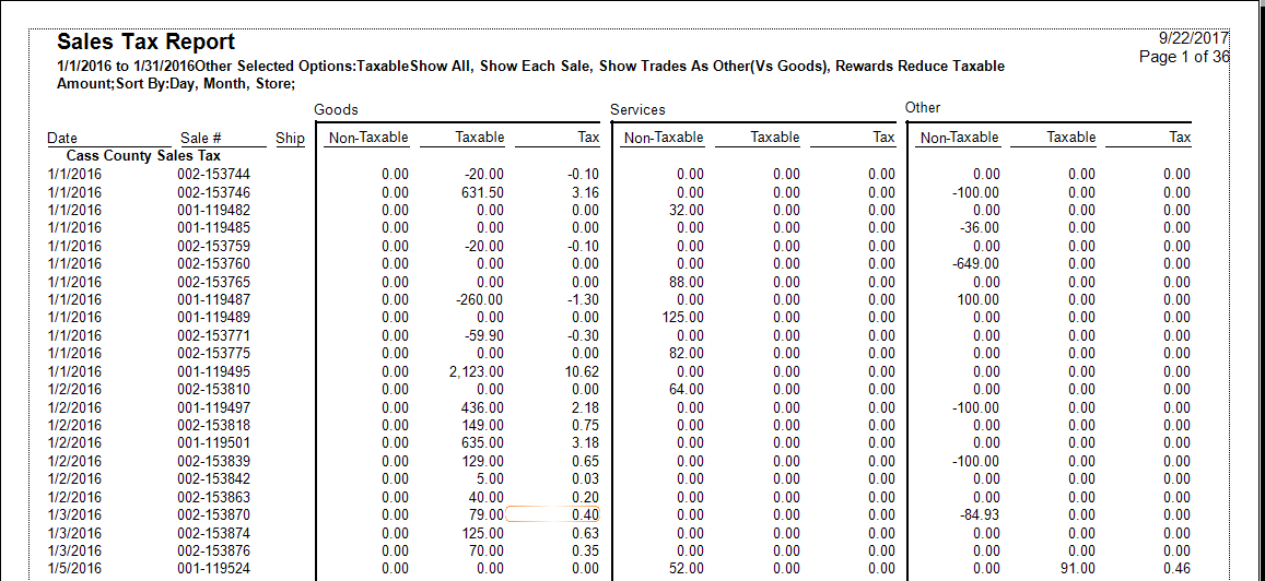 Sales Tax Collected Report